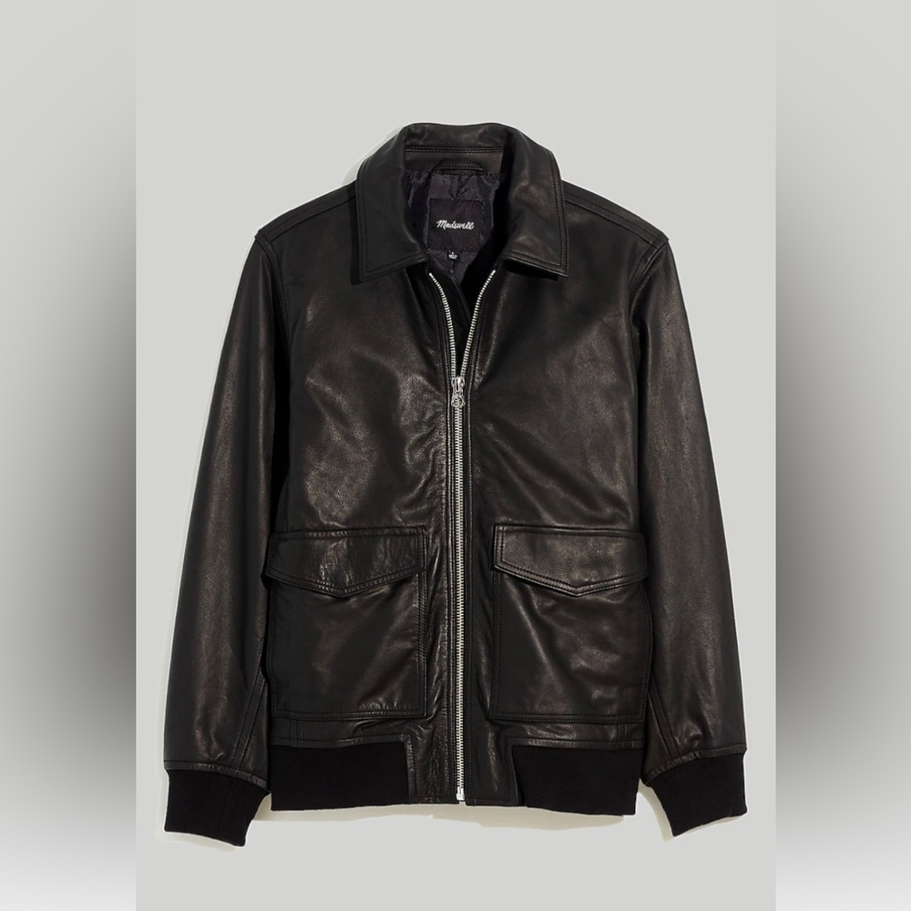 Madewell Leather Bomber Jacket - Picture 2 of 7